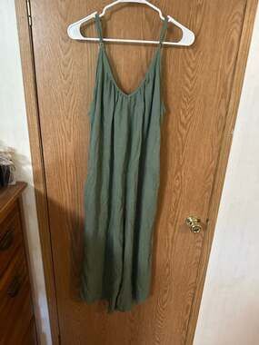 Hunter & Brown Sage Green Wide Leg Rayon Jumpsuit with Pockets